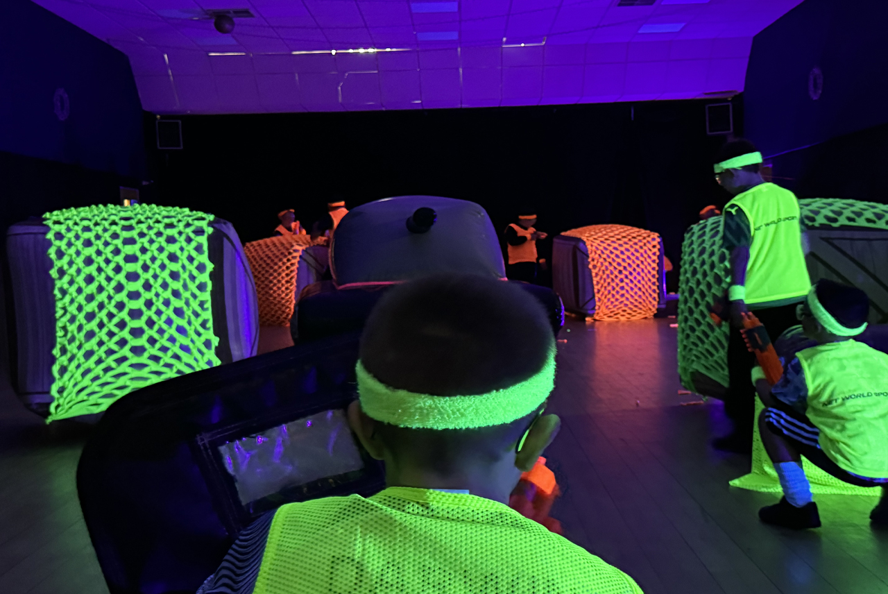 Kids playing at a Glow in the Dark Nerf Party in Newcastle