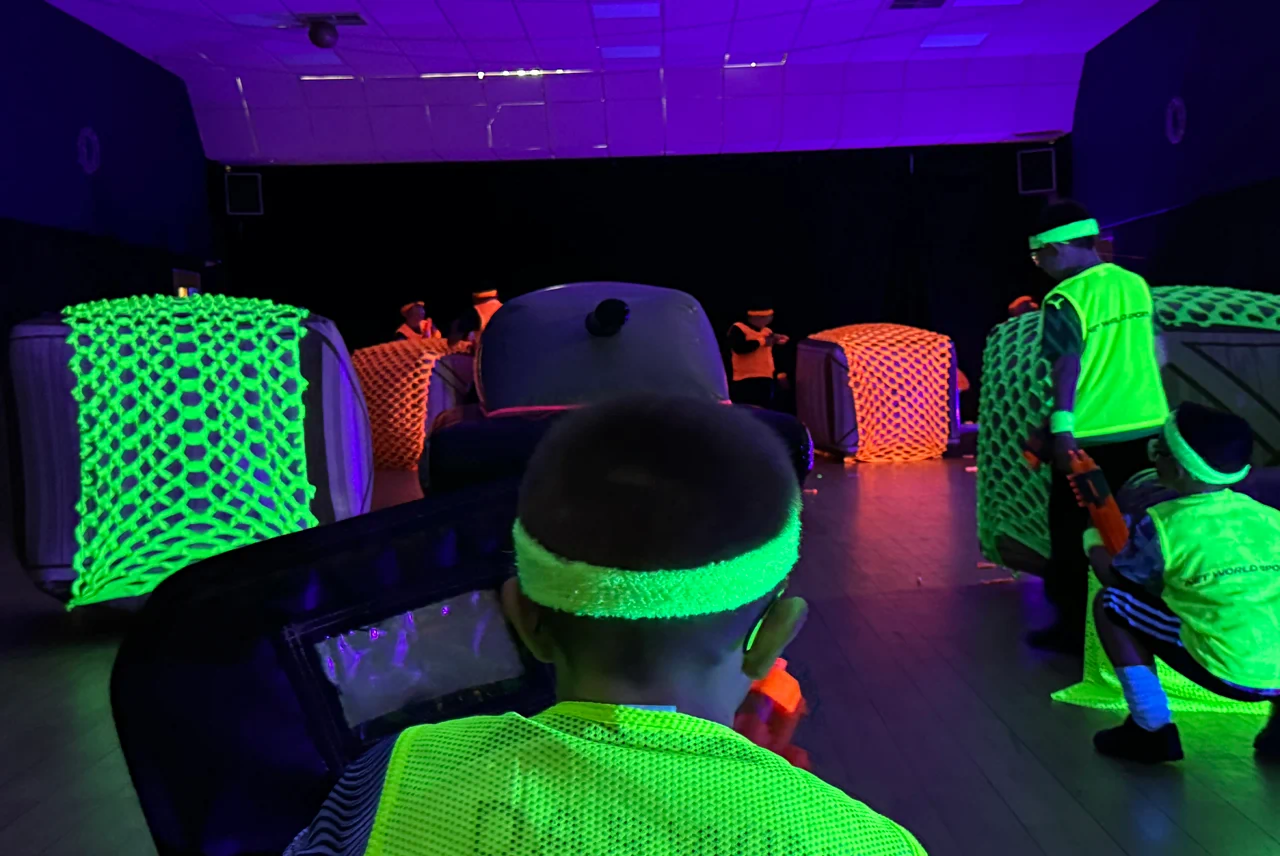 Kids playing at a Glow in the Dark Nerf Party in Newcastle