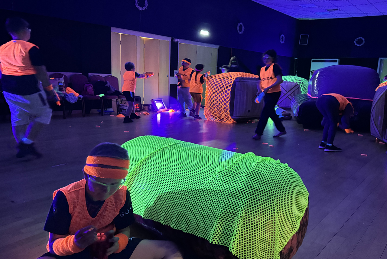 Glow party with nerf guns