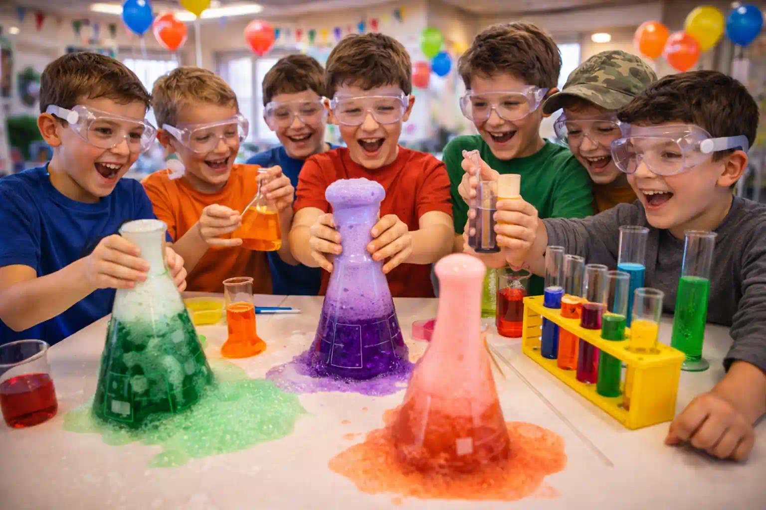 science experiments birthday party for 9 year old boys UK