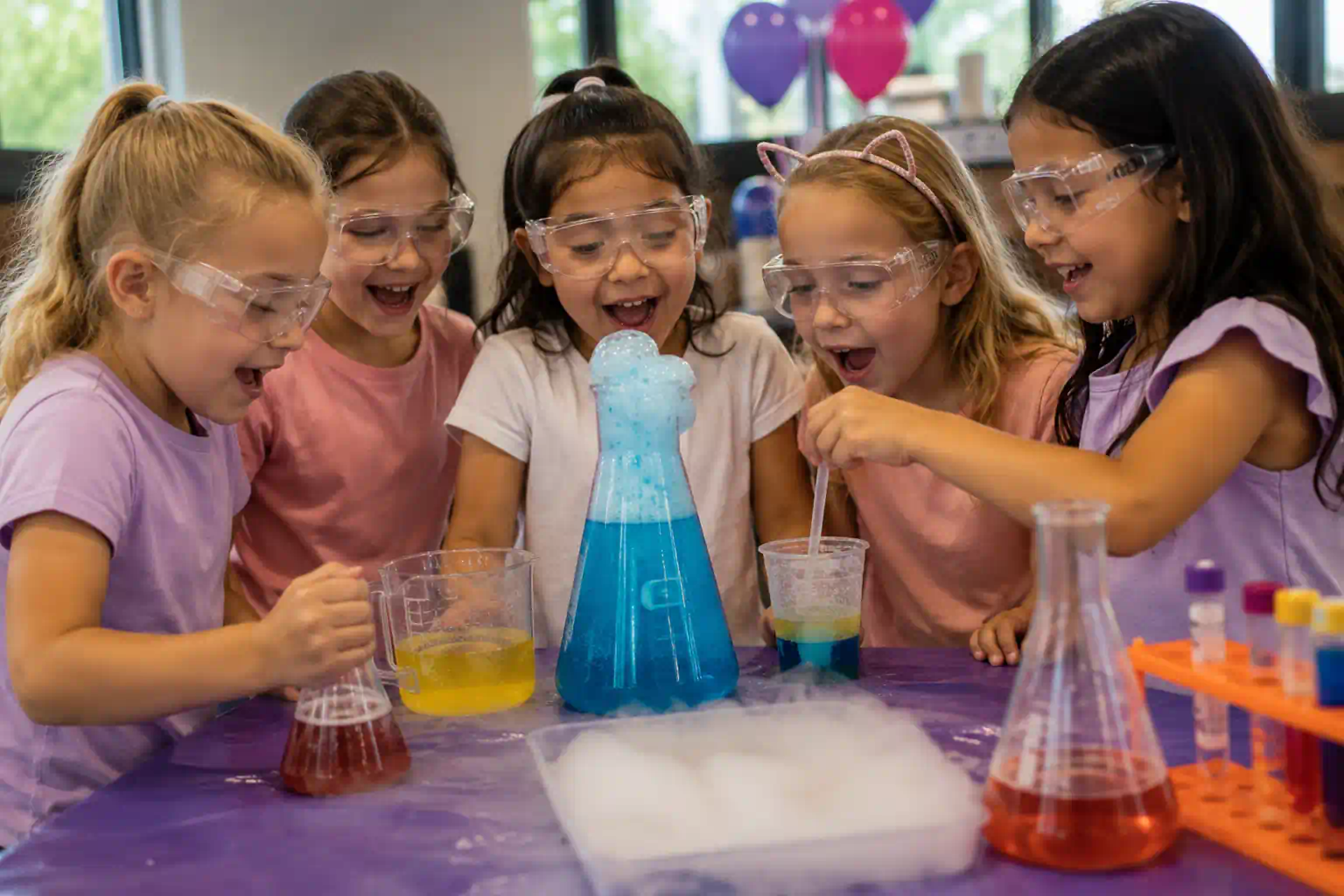 science experiments party for 9 year old girls in Hexham